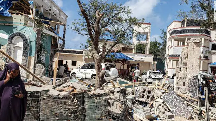 A bombed hotel in Somalia PHOTO/CNN