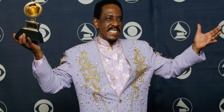 Musician Ike Turner poses with his Grammy for Best Traditional Blues Album for Risin' With The Blues in the press room at the 49th Annual Grammy Awards at the Staples Center on February 11, 2007 in Los Angeles, California PHOTO/Vince Bucci/Getty Images