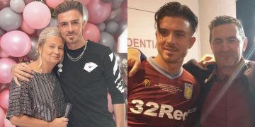 A photo collage of Jack Grealish and his parents Kevin and Karen PHOTO/Sky Sports