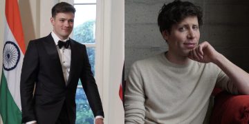 A photo collage of Oliver Mulherin and Sam Altman PHOTO/CGTN America